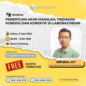 Webinar Penentuan Akar Masalah, Tindakan Koreksi Korektif Laboratorium