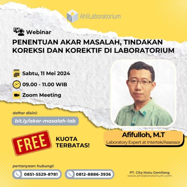 Webinar Penentuan Akar Masalah, Tindakan Koreksi Korektif Laboratorium