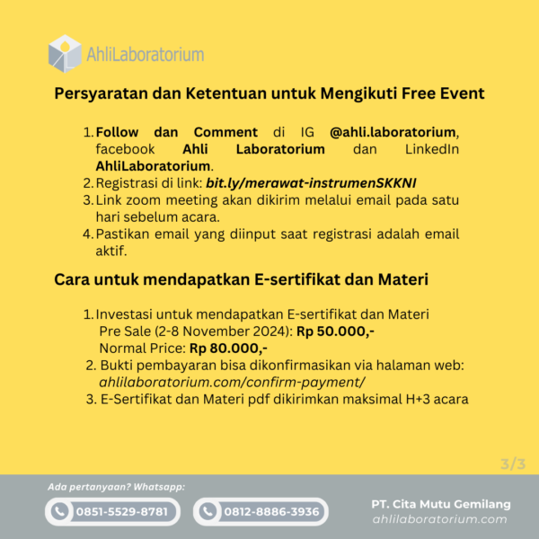 Merawat Instrumen Analitik Sesuai SKKNI 200 tahun 2016 (Kode Unit M.749000.045.01) (Webinar) - Gambar 3