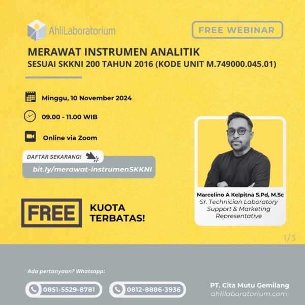 Merawat Instrumen Analitik Sesuai SKKNI 200 tahun 2016 (Kode Unit M.749000.045.01) (Webinar)