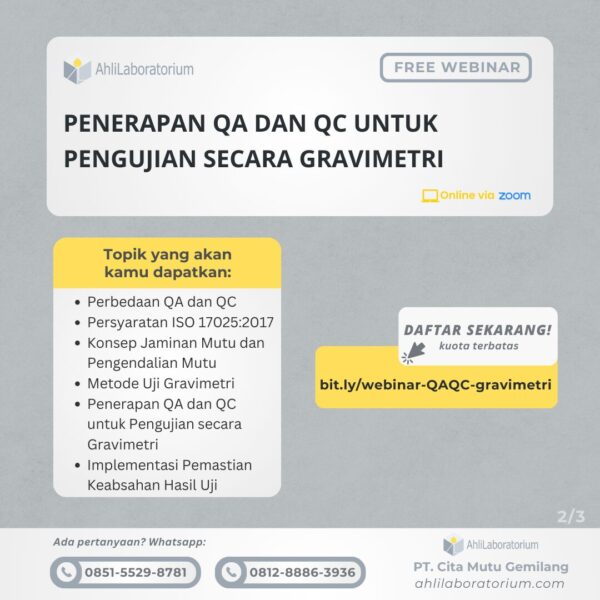 Penerapan QA dan QC untuk pengujian secara gravimetri