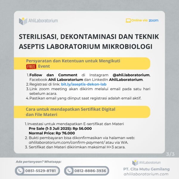 Sterilisasi, Dekontaminasi dan Teknik Aseptis Laboratorium Mikrobiologi (Webinar) - Gambar 3