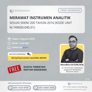 Merawat Instrumen Analitik Sesuai SKKNI 200 tahun 2016 (Kode Unit M.749000.045.01) (Webinar)