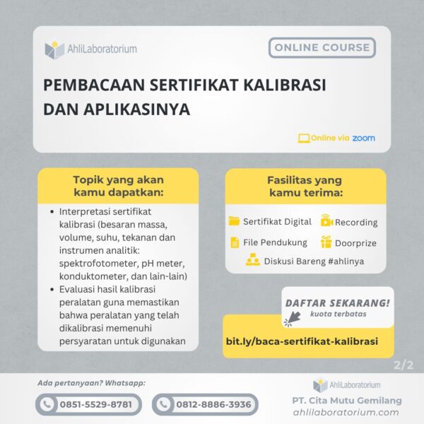 Pembacaan Sertifikat Kalibrasi dan Aplikasinya (Online Course) - Gambar 2