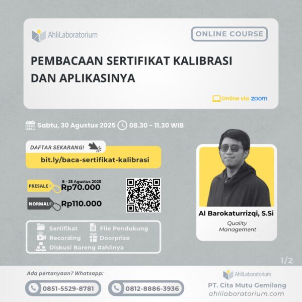 Pembacaan Sertifikat Kalibrasi dan Aplikasinya (Online Course)