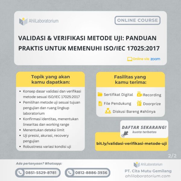 Pelatihan ISO 17025 Validasi dan Verifikasi Metode Uji Panduan Praktis untuk memenuhi ISO IEC 17025 2017 Akreditasi Laboratorium