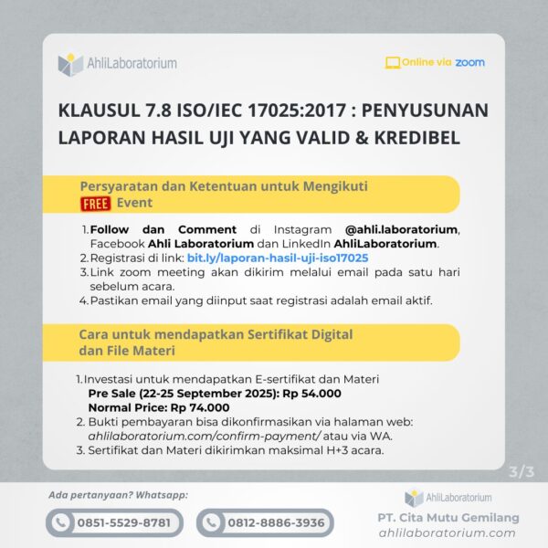 Klausul 7.8 ISO/IEC 17025:2017: Penyusunan Laporan Hasil Uji yang Valid & Kredibel (Webinar) - Gambar 3